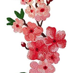 Cherry Blossoms Embroidered Iron on/Sew Patch [ 4.22"w) x 6,28" (h) ]