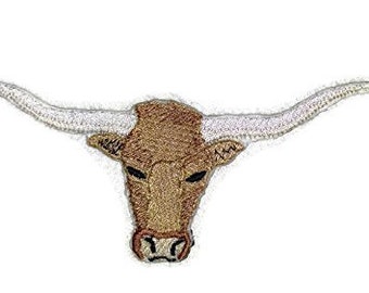 Longhorn Embroidered Iron on/Sew patch [5" X 2.5"]