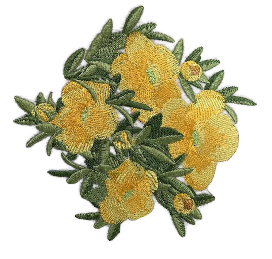 Bloom Buttercup Bunch Flower Embroidered Iron On/sew Patch [ 6 