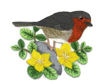 British Robin Embroidered Patch: Iron On/Sew On Applique