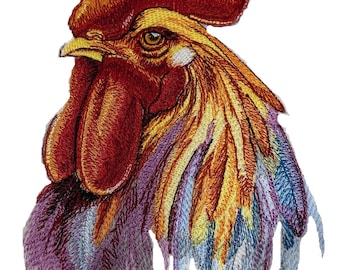 [Gallo animado en acuarela] [Personalizado y único] Parche bordado para planchar o coser [4,88" x 7,79"]