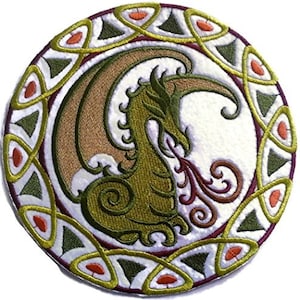 Custom Mythical Celtic Dragon Circle Embroidery Iron On patch [6.95&quot; x 6.95&quot;]
