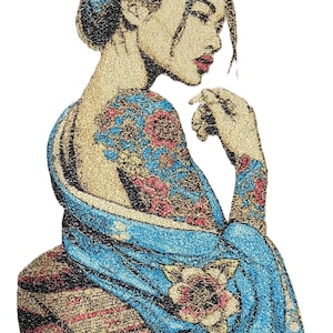 Japanese Culture Custom Geisha Embroidered Iron On/Sew patch [10.12" x 5.59"]