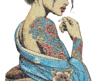 Japanese Culture Custom Geisha Embroidered Iron On/Sew patch [10.12" x 5.59"]