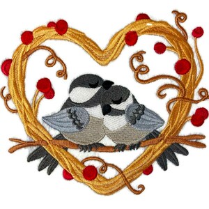 Custom and Unique Love Nest (Chickadees Love Nest) Embroidered Iron on/Sew Patch [ 6.92&quot;(w) x 5.86&quot;(h) ] [Made in USA]