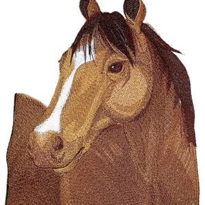 Toppa ricamata termoadesiva/da cucire Spirit of Stallions Portraits [Faccia di Quarter Horse] [28 cm x 20 cm]