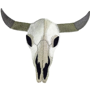 Wild West Steer Skull Embroidered Iron on/Sew patch [7.33" X 5.8"]