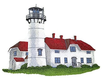 Chatham Lighthouse Embroidered Iron on/Sew Patch [8" X 6"]