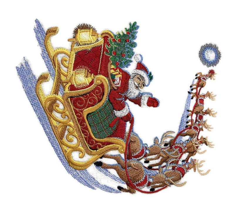 Merry Christmas santa's Starlit Flight Embroidered Iron On/sew Patch 6