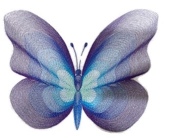 Parche bordado para coser o planchar con mariposas coloridas increíbles, personalizadas y únicas [Ola natural - Mariposa] 7,69" (ancho) x 5,84" (alto)