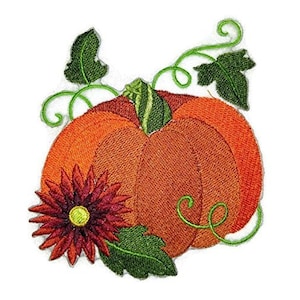 Autumn Elegance Pumpkin Embroidered Iron on/Sew patch [3.51&quot;3.89&quot;]