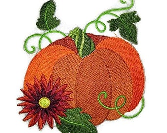 Autumn Elegance Pumpkin Embroidered Iron on/Sew patch [3.51"3.89"]