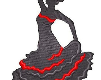 Flamenco Silhouette Right Posture Embroidered Iron on/Sew patch [5.3" X 3.24"]
