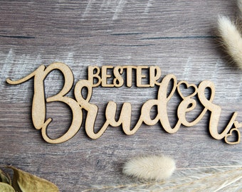 as-Herzwerk | 3D Schriftzug | BESTER BRUDER | Holz | Tischdeko | Deko | Geschenk für Familienmitglied, Freunde und Familie 20cm breit