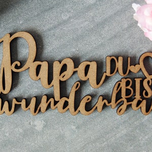 as-Herzwerk | 3D Schriftzug | PAPA du bist wunderbar | Holz |Tischdeko | Deko | Geschenk für Vater, Freunde und Familie 20cm breit