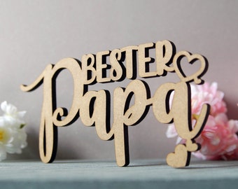 as-Herzwerk | 3D Schriftzug | BESTER PAPA | Holz |Tischdeko | Deko | Geschenk für Großvater, Vater, Freunde und Familie 20cm breit