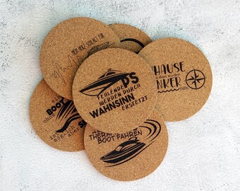 as-herzwerk | Beverage coasters | SPORT BOAT | Set of 6 motif | Coaster | Glasses | Cups for Table Bar Camping Leisure Hobby