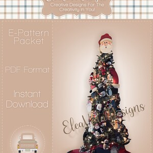 Santa Holiday Hugger Tree Topper - Weihnachtsbaumspitzendekoration - Dekorative Malerei E-Pattern - Digital Download Pattern