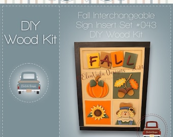 Fall Interchangeable Standing Sign Insert Set DIY Wood Kit, Interchangeable Sign DIY Kit, Fall DIY Kit, Fall diy kit, Fall Interchangeable