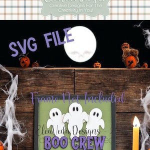 Boo Crew Interchangeable Sign Insert SVG |  Halloween Sign SVG | Ghost Welcome Sign | Laser Svg | Interchangeable Decor SVG | Halloween
