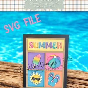 Summer Insert SVG |  Interchangeable Standing Sign | Laser SVG | Glowforge Laser svg |  Interchangeable Decor, Interchangeable Sign SVG