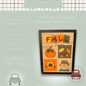 Fall Interchangeable Standing Sign Insert Set SVG, Interchangeable Sign, Sign SVG, Fall SVG, Scarecrow svg, Fall Decor, Fall Welcome Sign