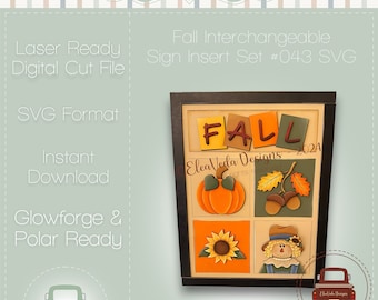 Fall Interchangeable Standing Sign Insert Set SVG, Interchangeable Sign, Sign SVG, Fall SVG, Scarecrow svg, Fall Decor, Fall Welcome Sign