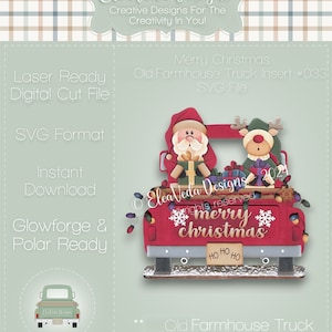 Merry Christmas Old Farmhouse Truck Insert SVG, Interchangeable Truck, Truck SVG, Christmas SVG, Laser Cutter Svg