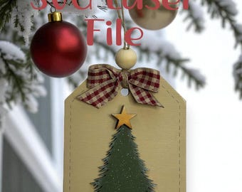 Farmhouse Christmas Tree Gift Tag Holder Christmas Ornament SVG File | Christmas Ornament SVG | Ornament SVG | Farmhouse Christmas