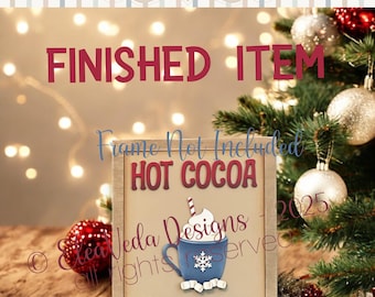 Hot Cocoa Sign Insert | Painted Sign | Painted Door Sign | Home Decor | Hanging Sign | Welcome Sign | Christmas Design | Farmhouse Sign