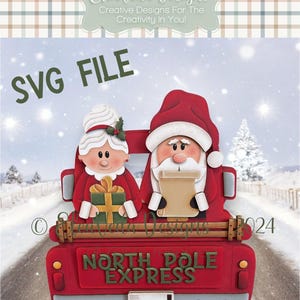 North Pole Express Old Farmhouse Truck Insert SVG, Interchangeable Truck, Truck SVG, , Laser Cutter Svg, Christmas SVG, Santa svg
