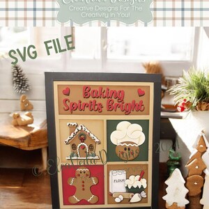 Baking Spirits Bright Gingerbread Interchangeable Standing Sign Insert Set SVG, Interchangeable Sign, Sign SVG, Christmas SVG