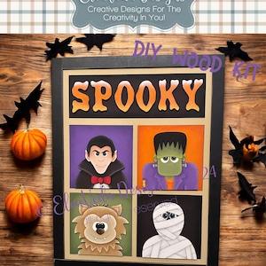 Kit de letreros de pie intercambiables para Halloween, kit de madera para hacer uno mismo, kit de letreros intercambiables para hacer uno mismo, kit de Halloween para hacer uno mismo
