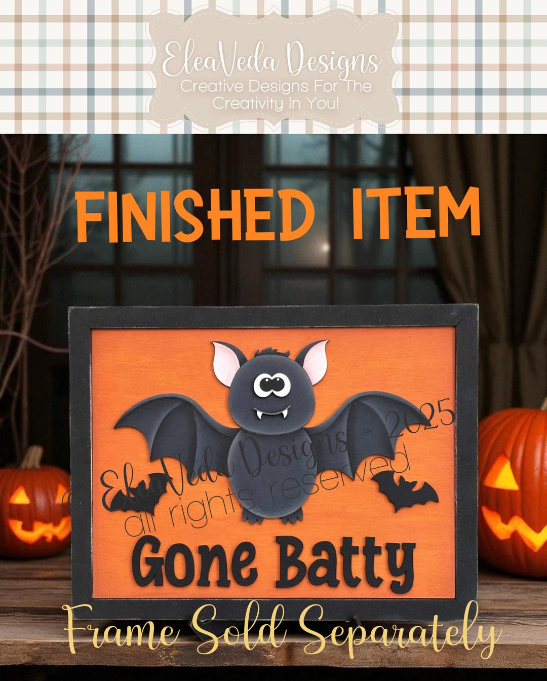 Painted Gone Batty Halloween Sign Insert | Painted Sign | Painted Door ...