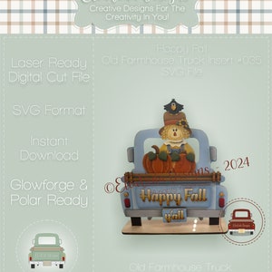 Happy Fall Old Farmhouse Truck Insert SVG, Interchangeable Truck, Truck SVG, , Laser Cutter Svg, Halloween SVG, Fall svg
