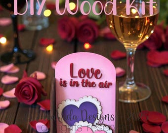 Love Is In The Air Tea Light Insert DIY Wood Kit, Valentine Interchangeable Tea Light Insert, Farmhouse Valentine DIY Decor