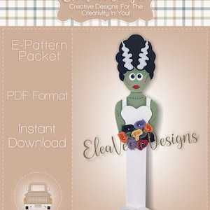 Bride of Frankenstein Holiday Housewarmer - Porch Greeter Decorative Painting E-Pattern; Digital Download; Tole Painting Pattern Only