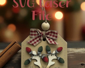 Farmhouse Christmas Reindeer Gift Tag Holder Christmas Ornament SVG File | Christmas Ornament SVG | Ornament SVG | Farmhouse Christmas