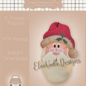 Country Santa Christmas Ornament Decorative Painting E-Pattern--Digital Download Pattern Only