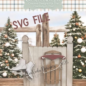 Farmhouse Christmas Fence Shelf Sitter SVG File | Fall SVG File | Shelf Sitter SVG | Christmas Shelf Sitter svg | Farmhouse Shelf Sitter svg