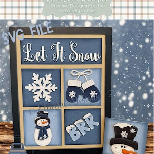Let It Snow Interchangeable Standing Sign Insert Set SVG, Interchangeable Sign, Sign SVG, Christmas SVG