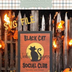Interchangeable Sign Insert SVG |  Halloween Sign SVG | Black Cat svg | Welcome Sign | Laser Svg | Interchangeable Decor SVG | Halloween