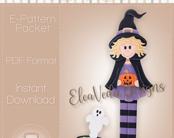 Halloween Witch and Cauldron Holiday Housewarmer - Porch Greeter Decorative Painting E-Pattern; Digital Download; Tole Painting Pattern Only