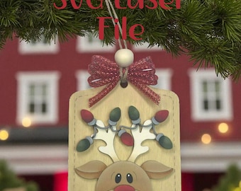 Reindeer Gift Card Holder Christmas Ornament SVG File | Christmas Ornament SVG | Ornament SVG | Christmas svg | Svg Format Laser File