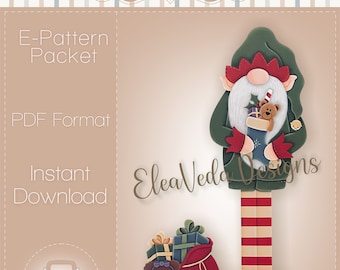 Santa's Helper Elf Gnome Holiday House Warmer - Porch Greeter -- Decorative Painting E-Pattern -- Digital Download Pattern Only
