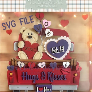 Valentines Old Farmhouse Truck Insert SVG, Interchangeable Truck, Truck SVG, , Laser Cutter Svg, Valentines SVG