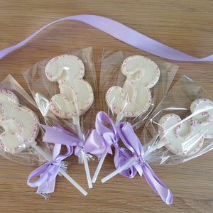 Number chocolate Lollies with sprinkles. Perfect birthday favour