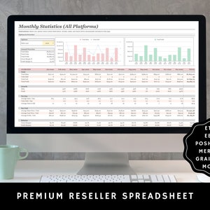 Reseller Spreadsheet, Premium Spreadsheet for Resellers, eBay, Poshmark, Etsy, Mercari, Reseller Bookkeeping Template, Inventory Tracker