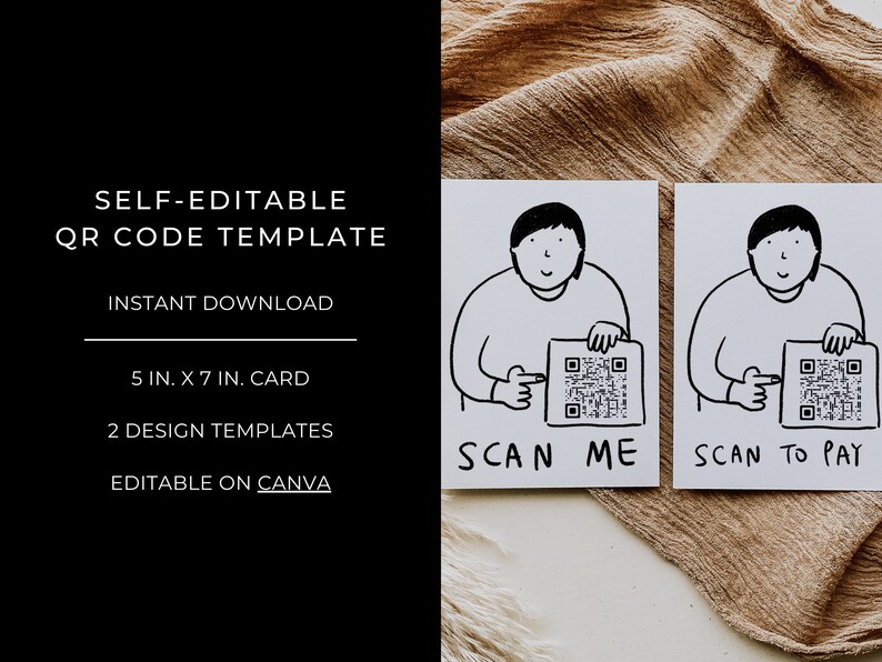 Illustration Point Scan QR Code Sign Template, Scan to Pay Sign, Social ...