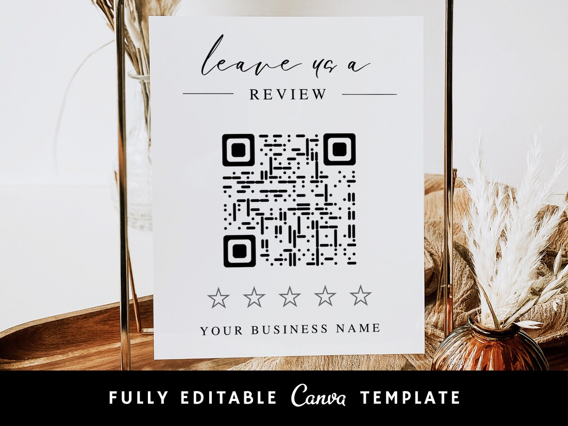 Leave Review QR Code Sign Template, Review Request Invitation Sign